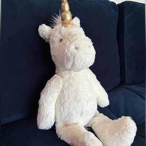 New w/o tags ~ Pottery Barn Kids Plush Unicorn Stuffed Animal with Gold Horn